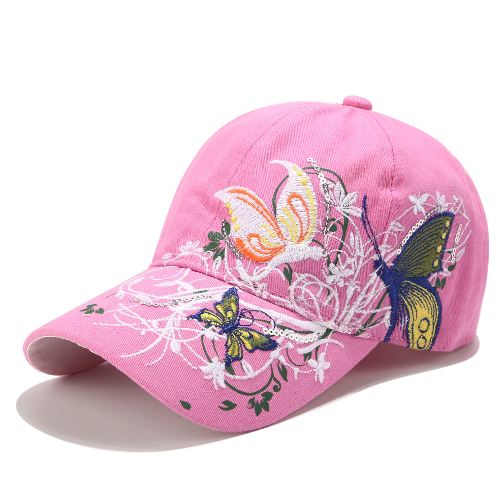 Wholesale Sequined butterfly embroidered baseball cap embroidered peaked cap